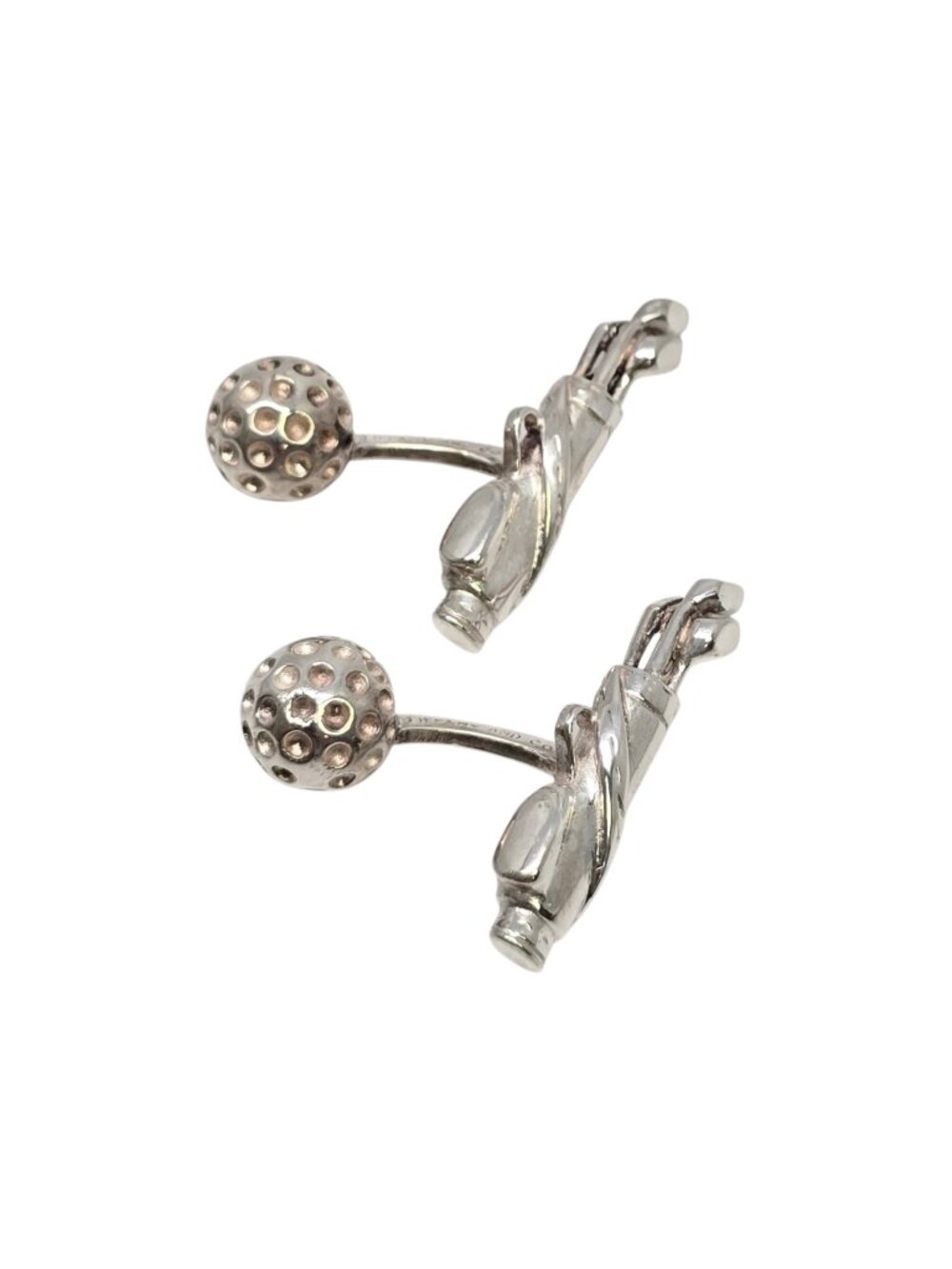 Tiffany & Co Sterling Silver Golf Bag and Golf Ball Cufflinks #25972